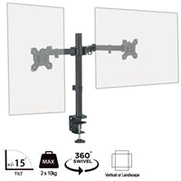 piXL Desk-Mounted Fully-Adjustable Dual Monitor Arm for Screens Up To 27 inch with VESA Mount & Built-In Cable Management