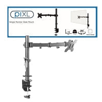 piXL Desk-Mounted Fully-Adjustable Single Monitor Arm for Screens up to 32 inch with VESA Mount & Built-In Cable Management
