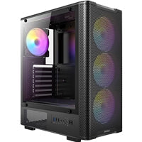 Antec VX310 ARGB Mid-Tower Gaming PC Case - Pre-Installed 4 x 120mm ARGB Fans, Tempered Glass Side Panel, High-Airflow Mesh Front - ATX/Micro-ATX/ITX