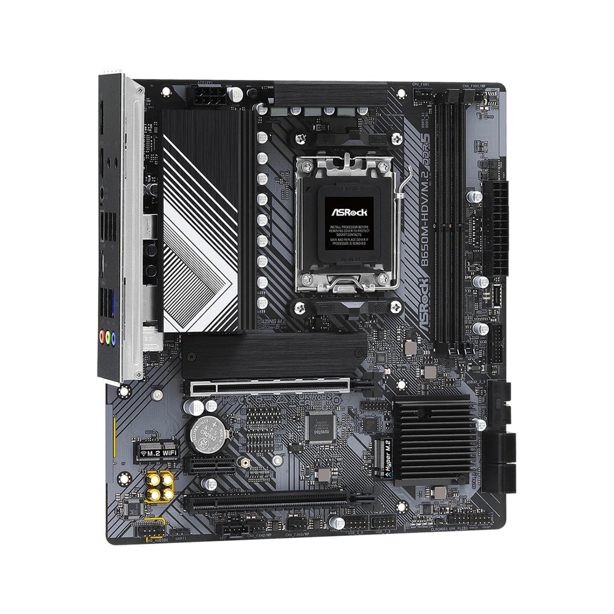 ASRock B650M-HDV/M.2 AMD AM5 Socket Motherboard, Micro-ATX, 2x DDR5 Slots, 2x M.2 Sockets, Fitted I/O Shield, 2.5GbE LAN, 1x DisplayPort / 1x HDMI Port