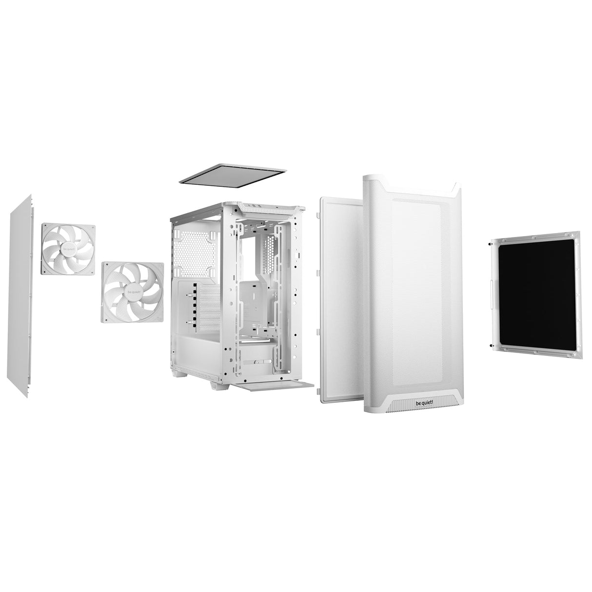 be quiet! Pure Base 501 Airflow White ATX Mid Tower Case with USB-A, USB-C, 2 x Pure Wings 2 140mm Black PWM Fans, Sleek Front Panel and Airflow Cover
