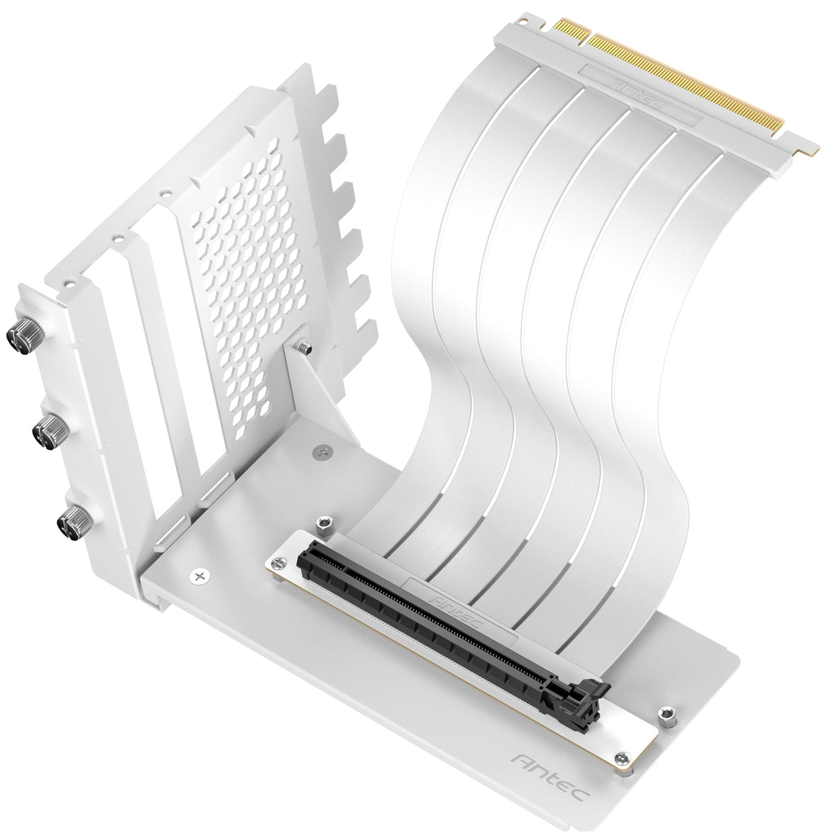 Antec RTX50 PCIe 5.0 Riser Cable with 90 degree Bracket Mount, White, Designed To Allow Vertical Mounting Of A Graphics Card