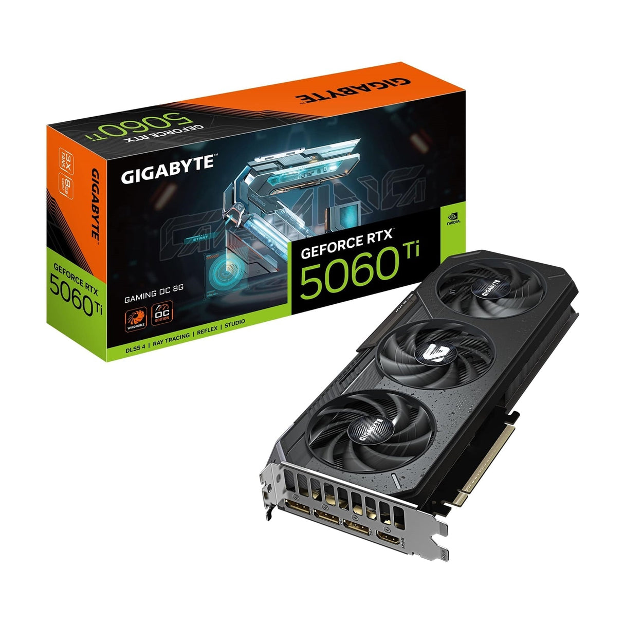 Gigabyte NVIDIA GeForce RTX 5060 Ti Gaming OC 8GB GDDR7 Graphics Card, 4608 CUDA Cores, 2647 MHz Core Clock, Triple Fan, RGB, 3x DisplayPorts / 1x HDMI Ports