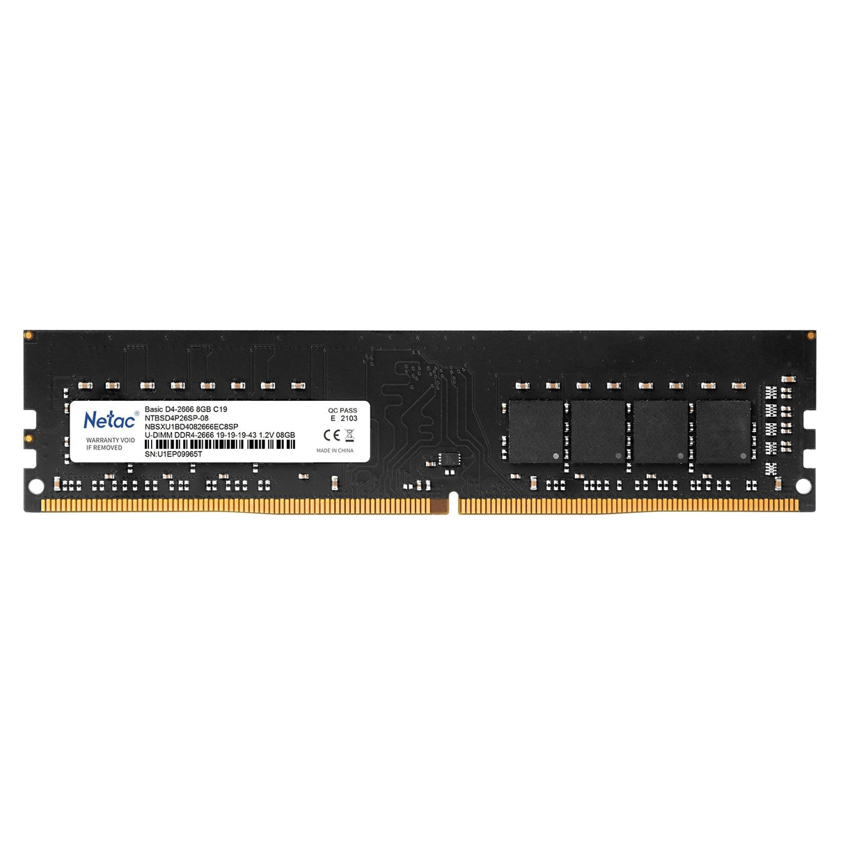 Netac Basic NTBSD4P26SP-08 8GB (1x 8GB) DIMM System Memory, 2666MHz, DDR4, CL19