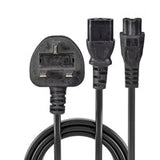 Lindy 30374 2.5m UK 3 Pin Plug To IEC C13 (Kettle) & IEC C5 (Clover) 10 Amp Mains Splitter Extension Cable - Black
