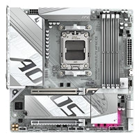 Gigabyte B850M AORUS ELITE WIFI6E ICE AMD AM5 Socket Motherboard, Micro-ATX, 4x DDR5 Slots, 2x M.2 Sockets, Fitted I/O Shield, 2.5GbE LAN, Wi-Fi 6E, 1x DisplayPort / 1x HDMI Port