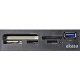 Akasa USB 3.0 Multi Card Reader, Supports CF/MS/SD/MicroSD UHS-II Cards, 3.5", Internal USB 3.0 Connector, Black, for PC