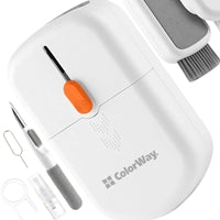 ColorWay CW-1111 10-in-1 Electronics Cleaning Kit Designed For Safely Cleaning Headphones, Keyboards, Screens and Cameras. Includes A Retractable Brush, Flocked Sponge, Microfiber Wipes, Screen Cleaner Spray, Key Remover, In A Compact Case Featuring A Pho