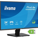 iiyama ProLite monitor X2492HSU-B1 24-Inch, Full HD, IPS, 120Hz, Black, 4-side slim bezel and B energy class, HDMI, Display Port, USB Hub
