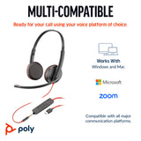 HP Poly Blackwire 3225 Stereo USB-C Headset +3.5mm Plug +USB-C/A Adapter