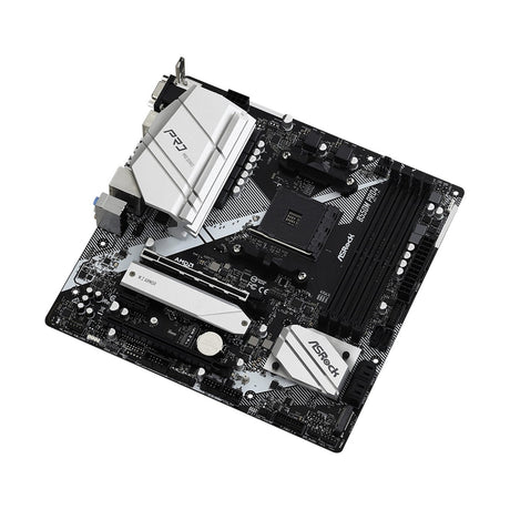 ASRock B550M Pro4 AMD AM4 Socket Motherboard, Micro-ATX, 4x DDR4 Slots, 2x M.2 Sockets, GbE LAN, 1x D-Sub / 1x DisplayPort / 1x HDMI Port