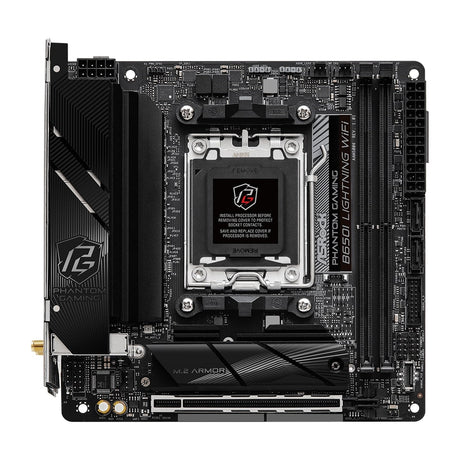 ASRock B650I LIGHTNING WIFI AMD AM5 Socket Motherboard, Mini-ITX, 2x DDR5 Slots, 2x M.2 Socket, Fitted I/O Shield, 2.5GbE LAN, Wi-Fi 6E, 1x HDMI Port