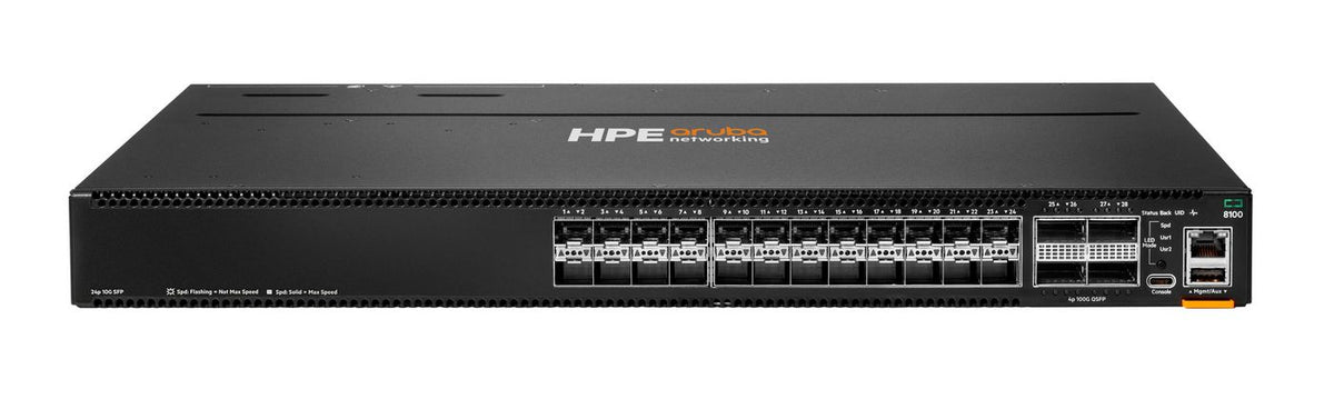 Hewlett Packard Enterprise Aruba Networking CX 8100 24x10G SFP+ 4x40/100G QSFP28 FB Airflow 3Fan 2AC PSU Switch Bdl