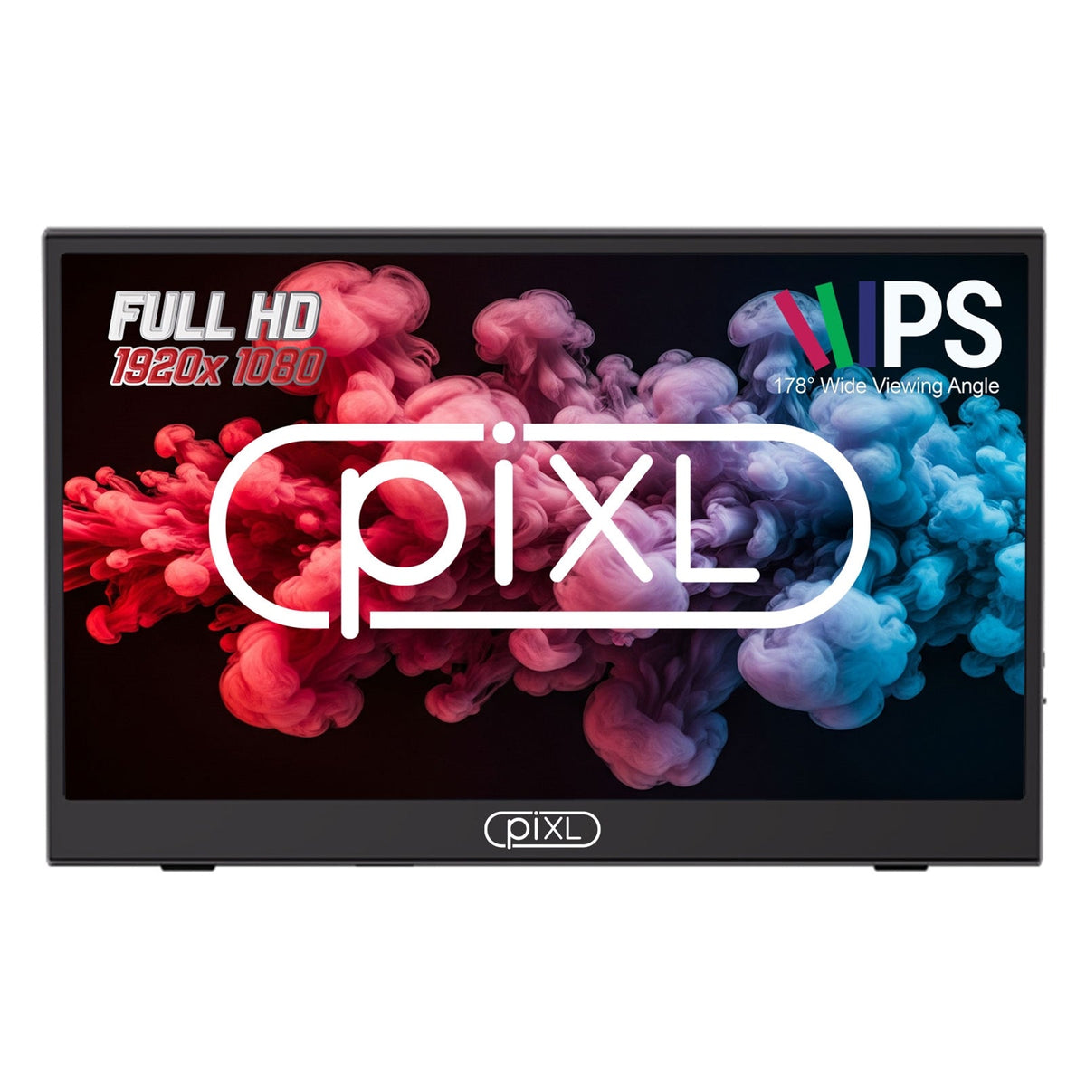 piXL PM156C 15.6 Inch 60Hz Full HD IPS Widescreen Portable Monitor with USB-C, Mini HDMI & Speakers with Foldable Case & Stand